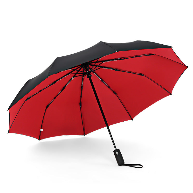 Windproof Double Layer Automatic Business Umbrella red by HitMyNeed
