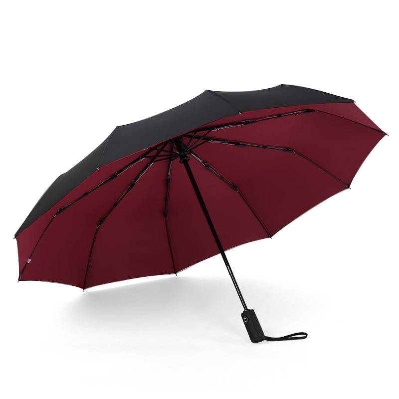 Windproof Double Layer Automatic Business Umbrella wine-red by HitMyNeed
