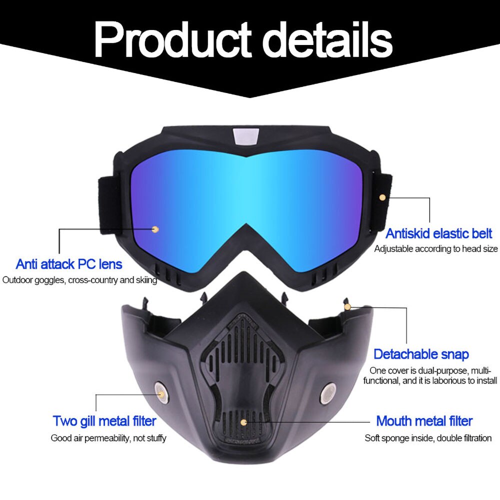 Windproof Motorcycle Goggles with Detachable Mask by HitMyNeed
