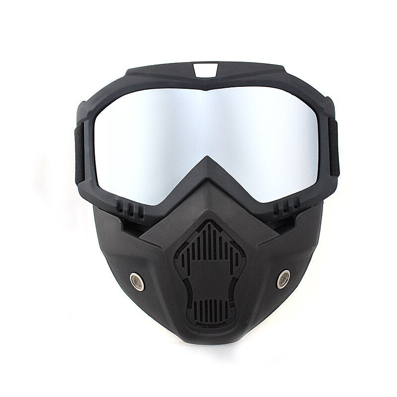 Windproof Motorcycle Goggles with Detachable Mask silver-lens by HitMyNeed