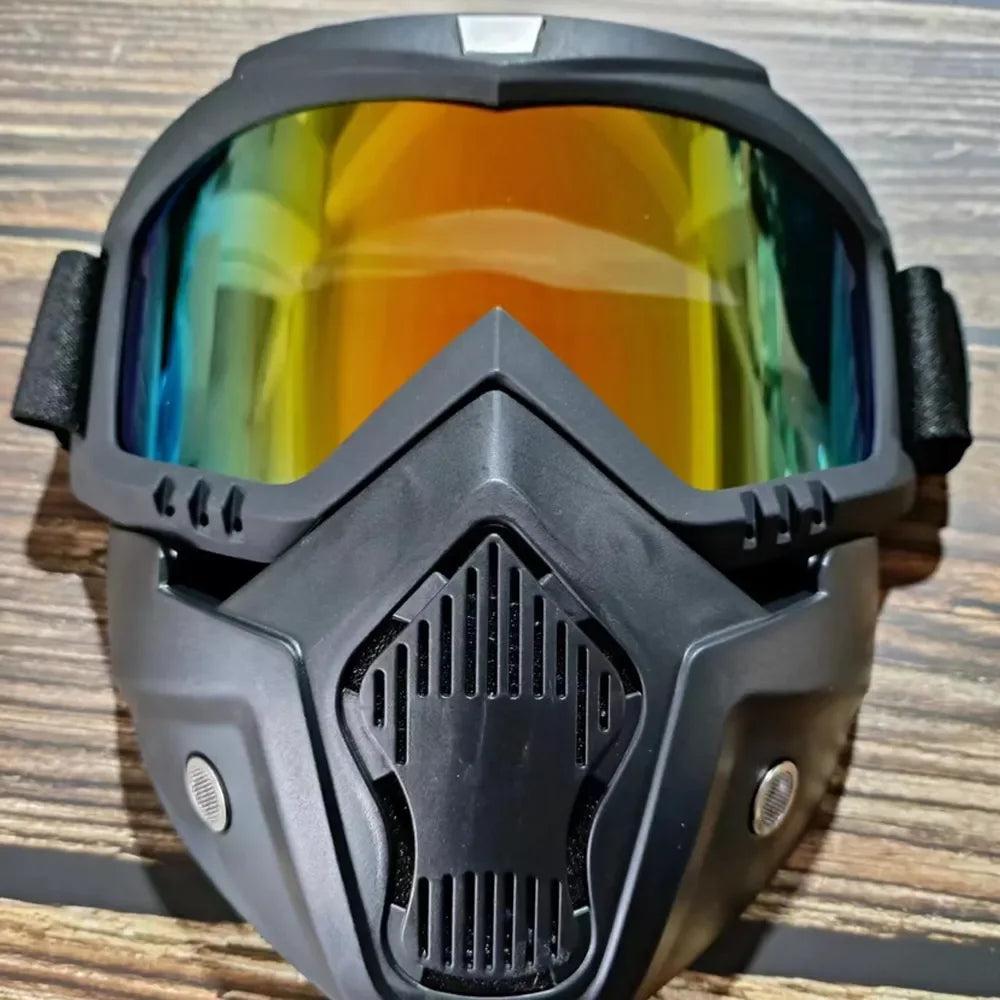 Windproof Motorcycle Mask Goggles with UV Protection red-lens by HitMyNeed