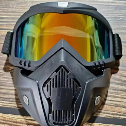 Windproof Motorcycle Mask Goggles with UV Protection red-lens by HitMyNeed
