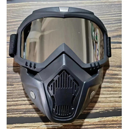 Windproof Motorcycle Mask Goggles with UV Protection silver-lens by HitMyNeed