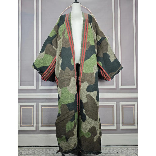 Winter Camouflage Open Front Long Cardigan Kimono by HitMyNeed