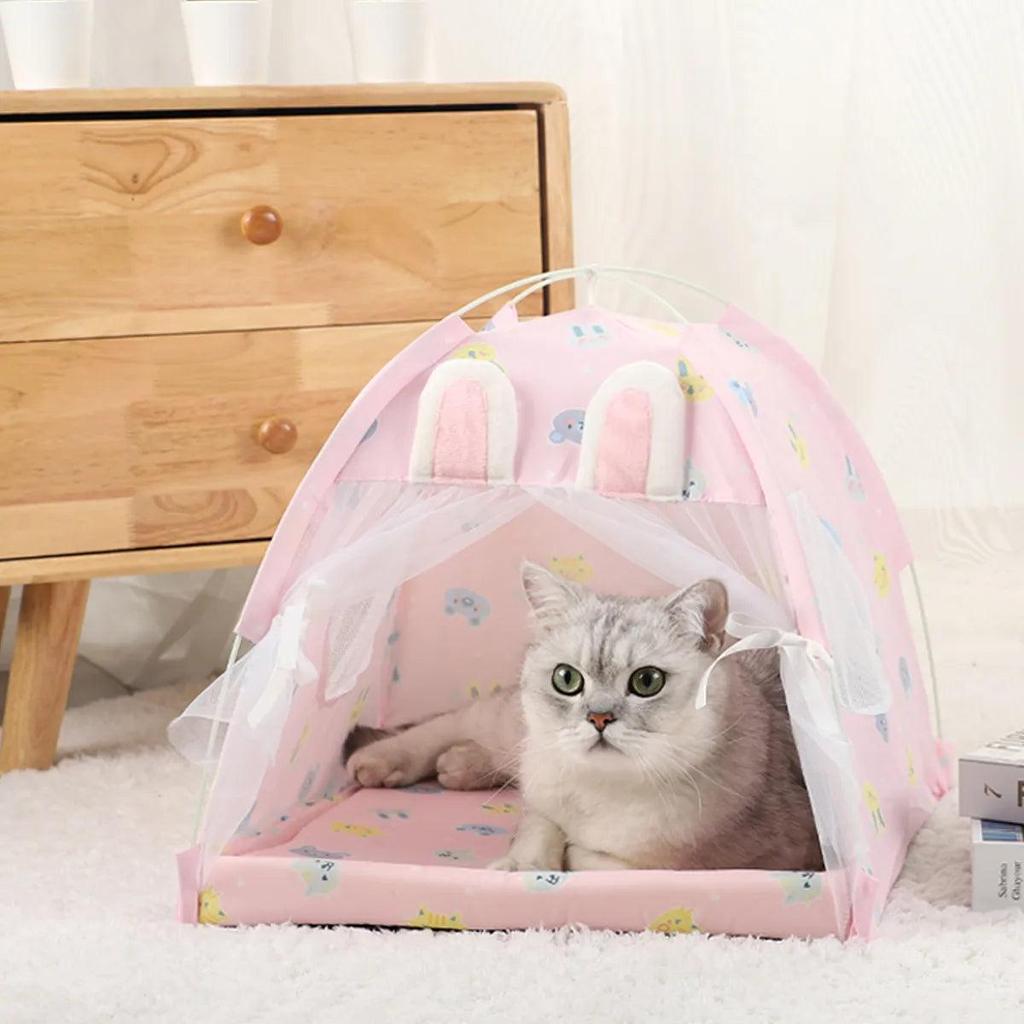 Winter Clamshell Cat Tent Bed with Warm Cushion rabbit l-50x50cm by HitMyNeed