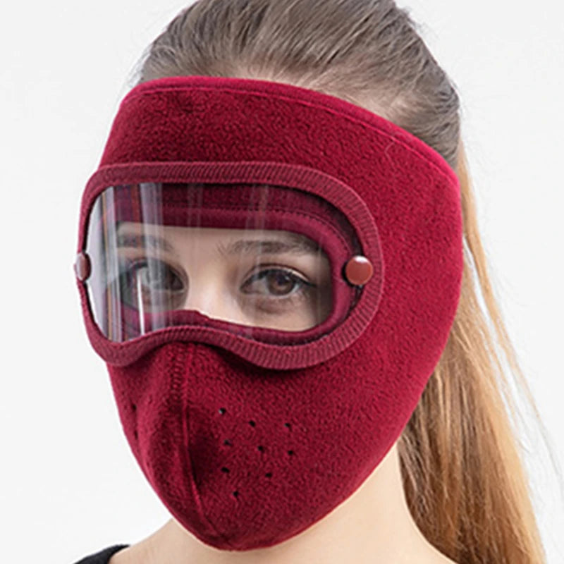 Winter Fleece Face Mask with Anti-Fog Goggles red by HitMyNeed