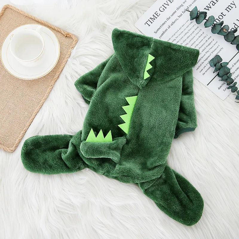 Winter Fleece Hoodie for Small Dogs and Cats dinosaur l by HitMyNeed