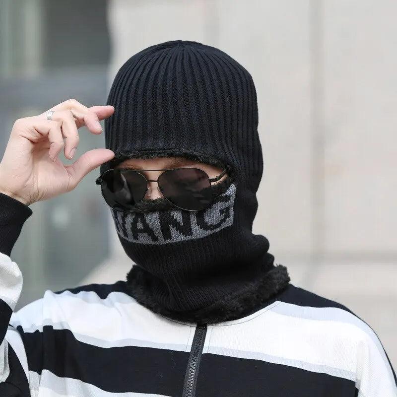 Winter Knit Balaclava Hat with Integrated Neck Warmer by HitMyNeed