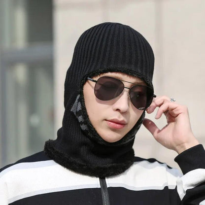 Winter Knit Balaclava Hat with Integrated Neck Warmer by HitMyNeed