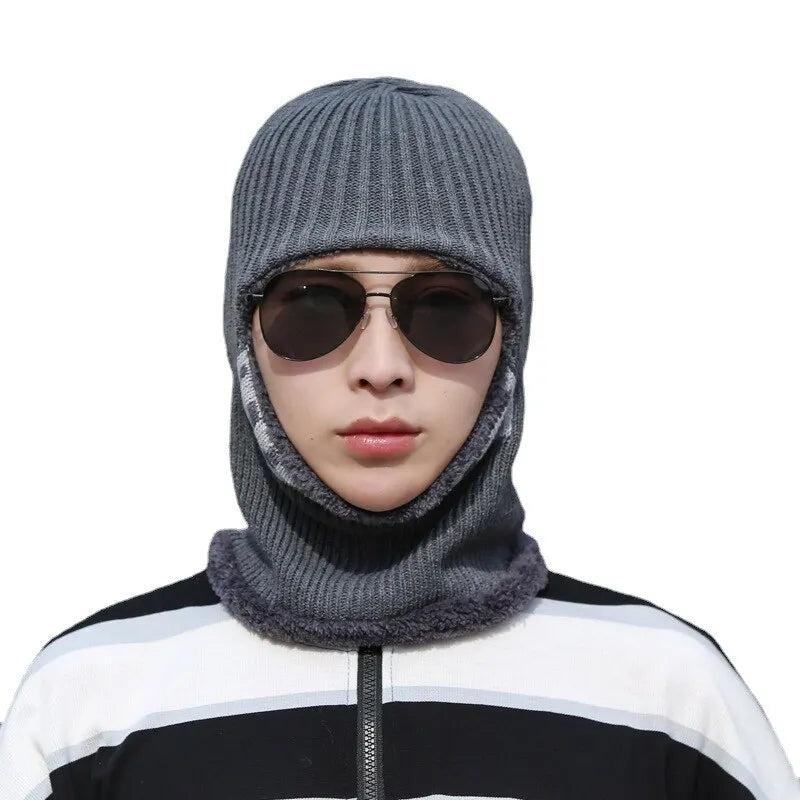 Winter Knit Balaclava Hat with Integrated Neck Warmer by HitMyNeed