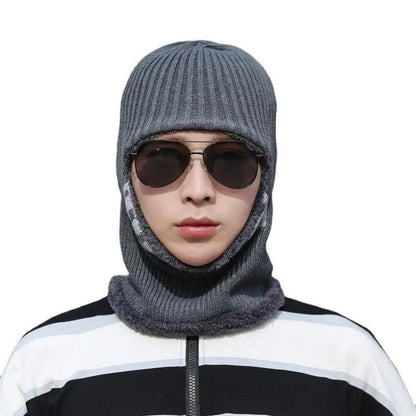 Winter Knit Balaclava Hat with Integrated Neck Warmer by HitMyNeed
