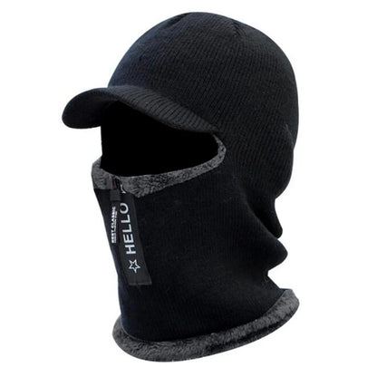 Winter Knit Wool Hat with Ear & Neck Protection black by HitMyNeed