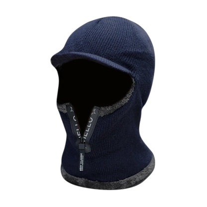 Winter Knit Wool Hat with Ear & Neck Protection navy-blue by HitMyNeed