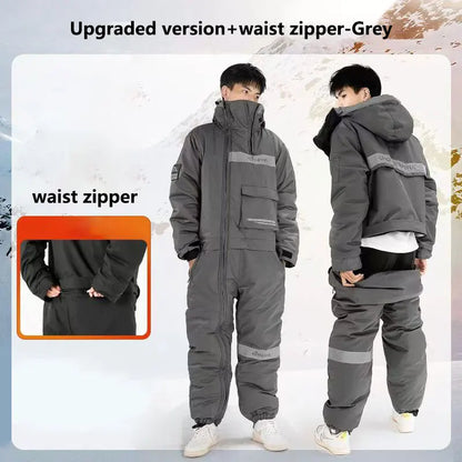 Winter Motorcycle One-Piece Windproof Riding Suit grey-with-zipper xxxxl by HitMyNeed