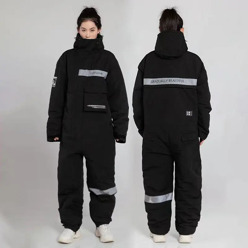 Winter Motorcycle One-Piece Windproof Riding Suit velvet-black l by HitMyNeed