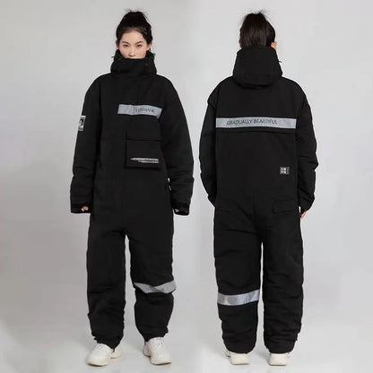 Winter Motorcycle One-Piece Windproof Riding Suit velvet-black l by HitMyNeed