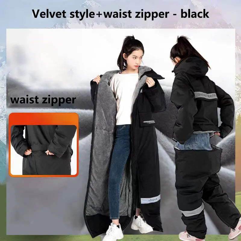 Winter Motorcycle One-Piece Windproof Riding Suit velvet-black-zipper xxxxl by HitMyNeed