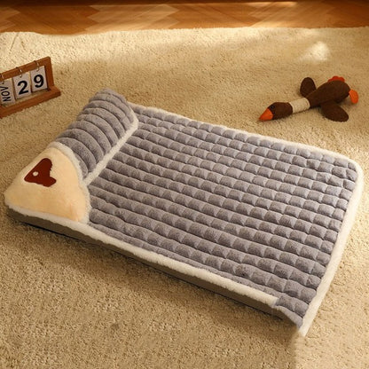 Winter Plaid Sofa Dog & Cat Bed, Removable Cover gray 75x45-cm by HitMyNeed