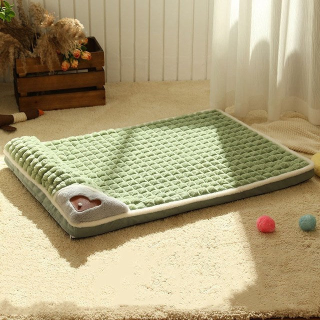 Winter Plaid Sofa Dog & Cat Bed, Removable Cover green 50x35-cm by HitMyNeed