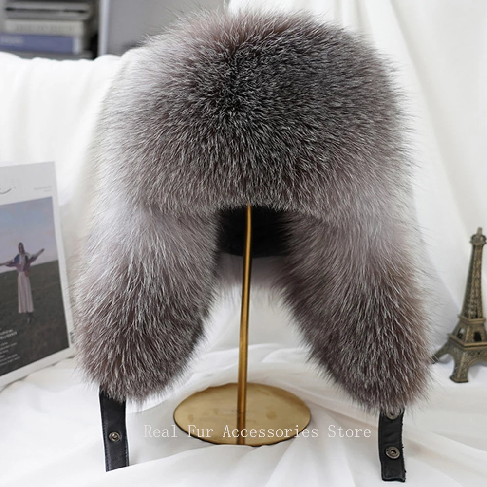 Winter Silver Fox Fur Ushanka Trapper Hat by HitMyNeed