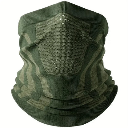 Winter Thermal Knitted Tube Scarf & Face Cover army-green by HitMyNeed