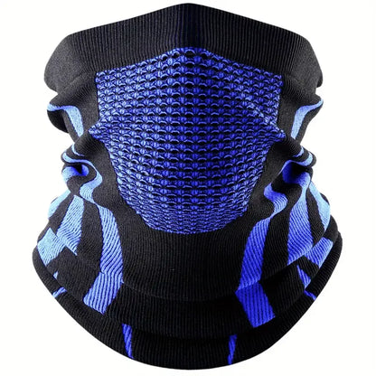 Winter Thermal Knitted Tube Scarf & Face Cover blue by HitMyNeed