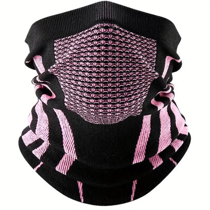 Winter Thermal Knitted Tube Scarf & Face Cover pink by HitMyNeed