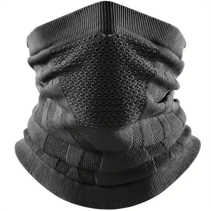 Winter Thermal Knitted Tube Scarf & Face Cover true-black by HitMyNeed