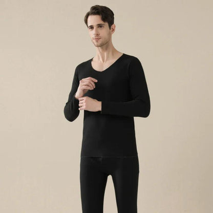 Winter Thermal Underwear Set Seamless Slim Fit men-black l by HitMyNeed