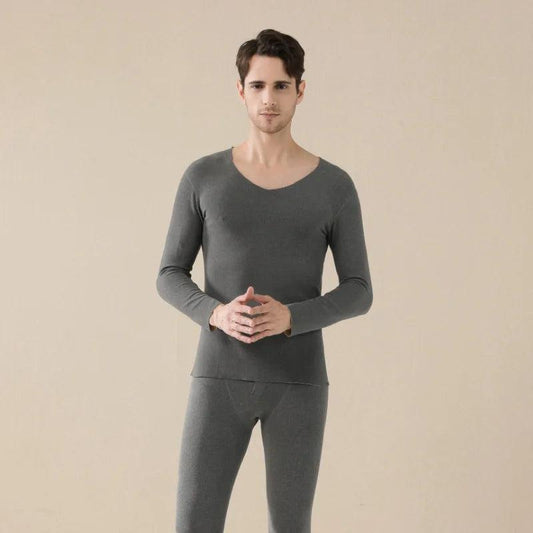 Winter Thermal Underwear Set Seamless Slim Fit men-gray xxl by HitMyNeed