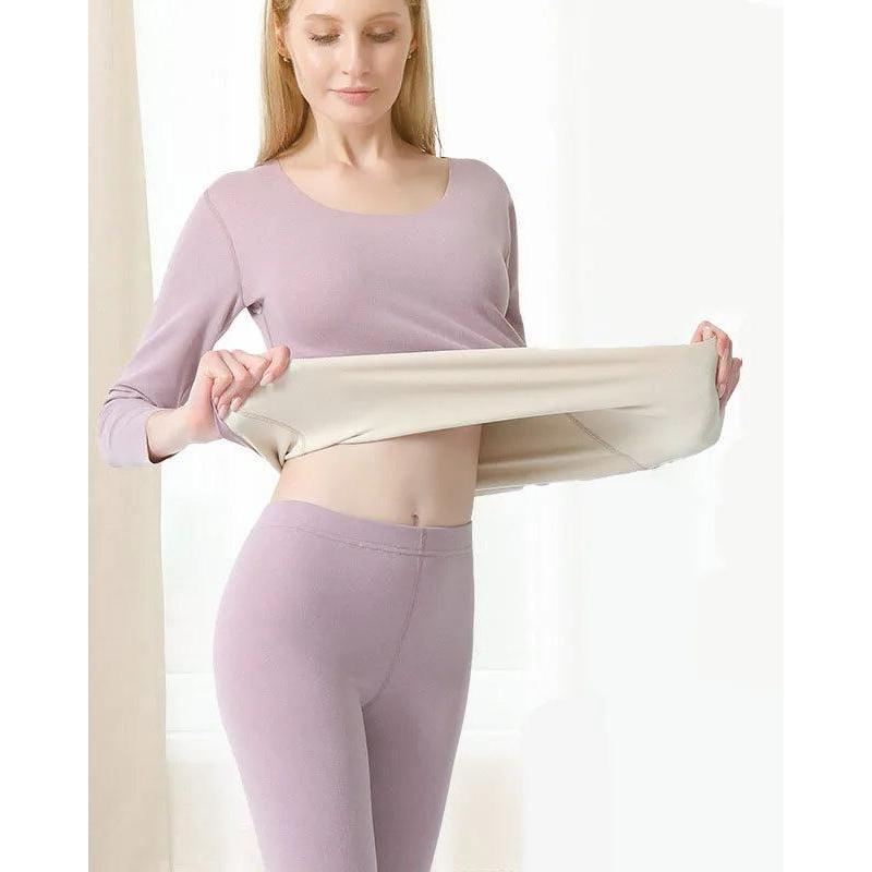 Winter Thermal Underwear Set Seamless Slim Fit women-light-purple l by HitMyNeed