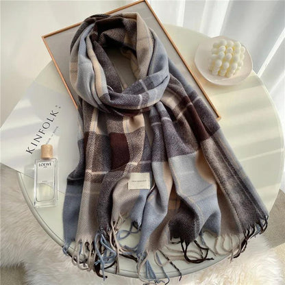 Winter Unisex Tassel Plaid Scarf by HitMyNeed