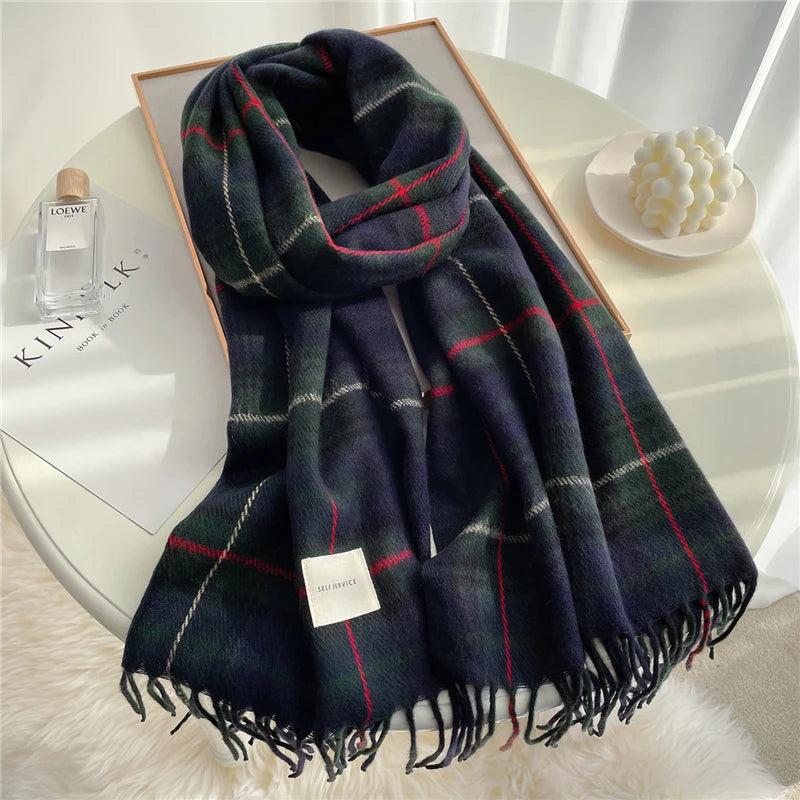 Winter Unisex Tassel Plaid Scarf by HitMyNeed