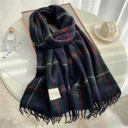 Winter Unisex Tassel Plaid Scarf by HitMyNeed