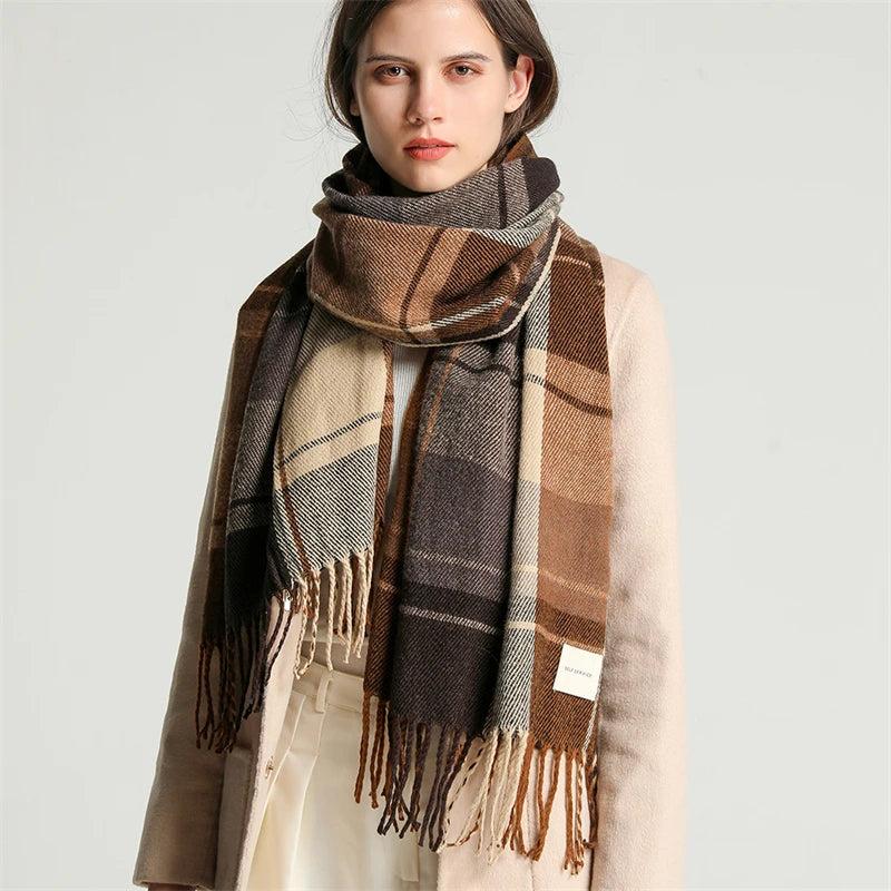 Winter Unisex Tassel Plaid Scarf by HitMyNeed