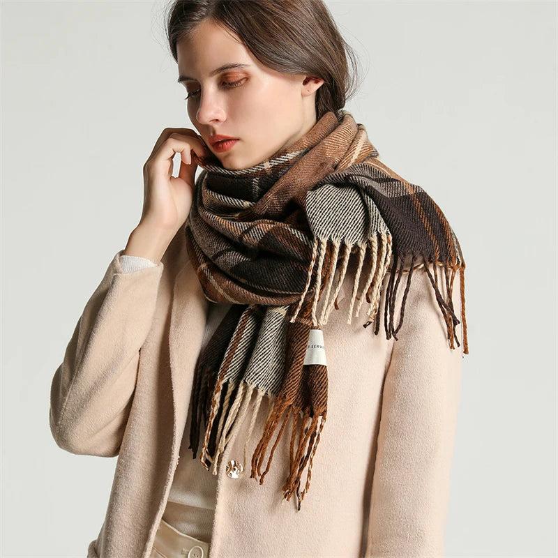 Winter Unisex Tassel Plaid Scarf by HitMyNeed