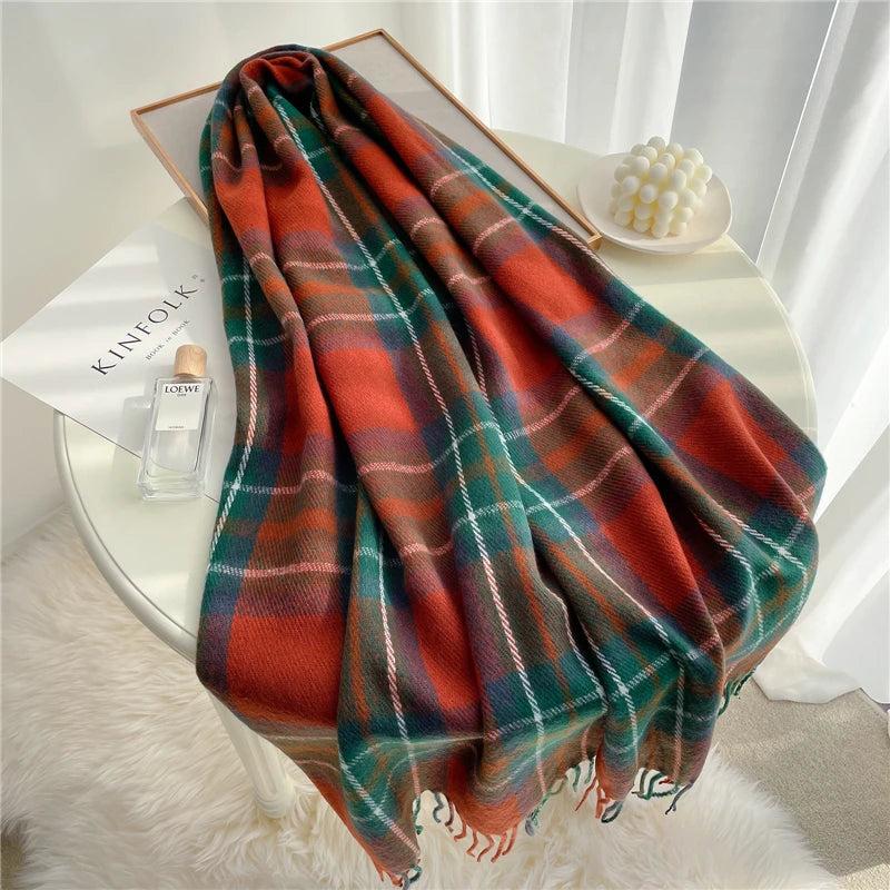 Winter Unisex Tassel Plaid Scarf by HitMyNeed