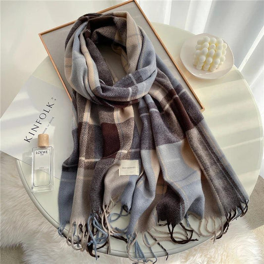 Winter Unisex Tassel Plaid Scarf wt15-2 by HitMyNeed