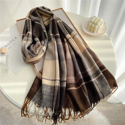 Winter Unisex Tassel Plaid Scarf wt15-4 by HitMyNeed