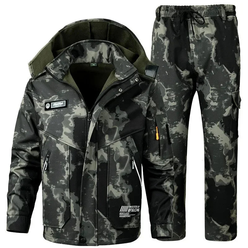 Winter Velvet Thick Work Jacket Suit Unisex camouflage 4xl-190-90kg-105kg by HitMyNeed