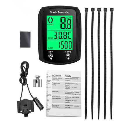 Wired Bike Computer Odometer with LCD Speed Display black by HitMyNeed
