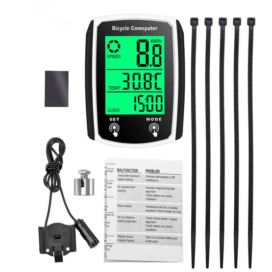 Wired Bike Computer Odometer with LCD Speed Display white by HitMyNeed
