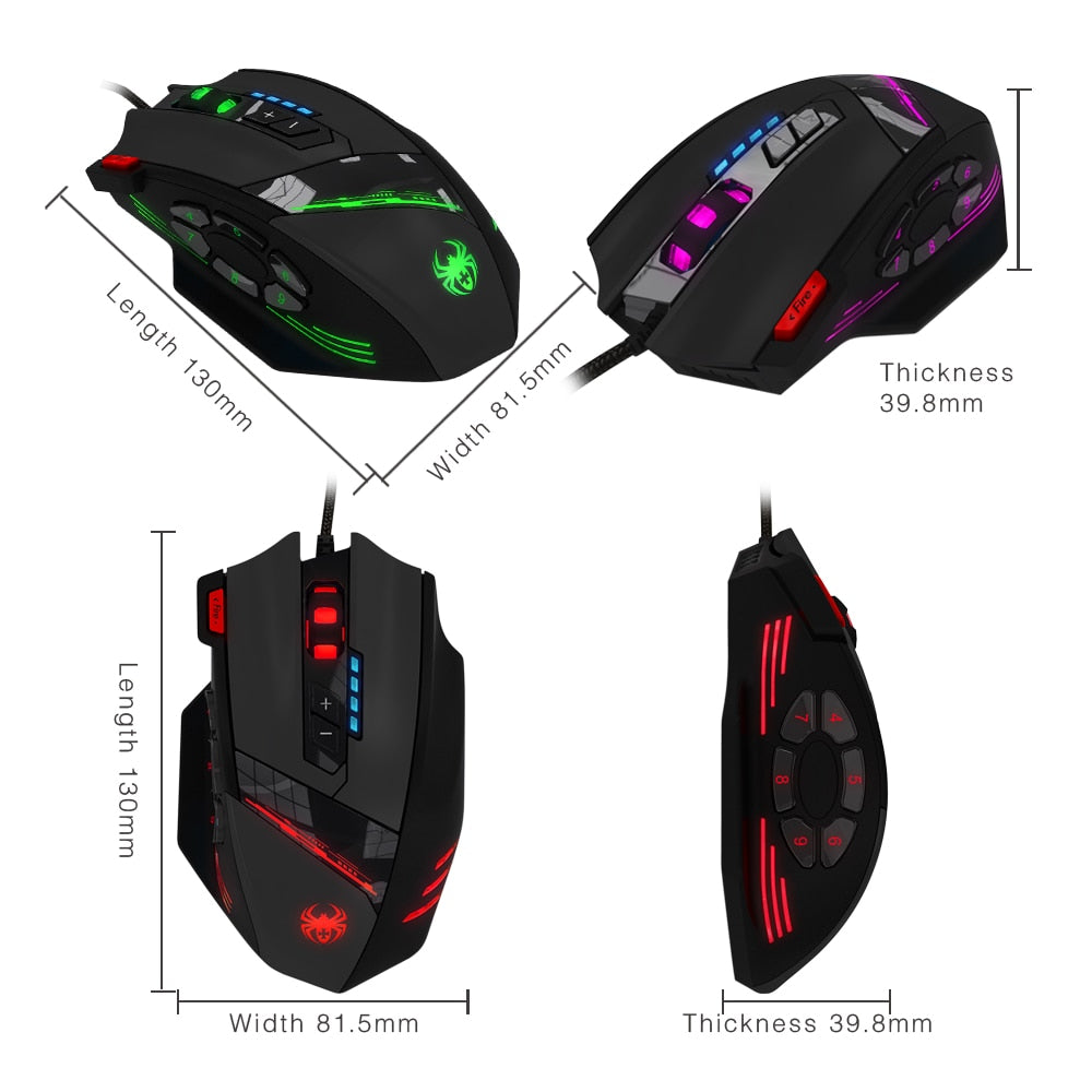 Wired RGB Gaming Mouse with 12 Programmable Buttons by HitMyNeed