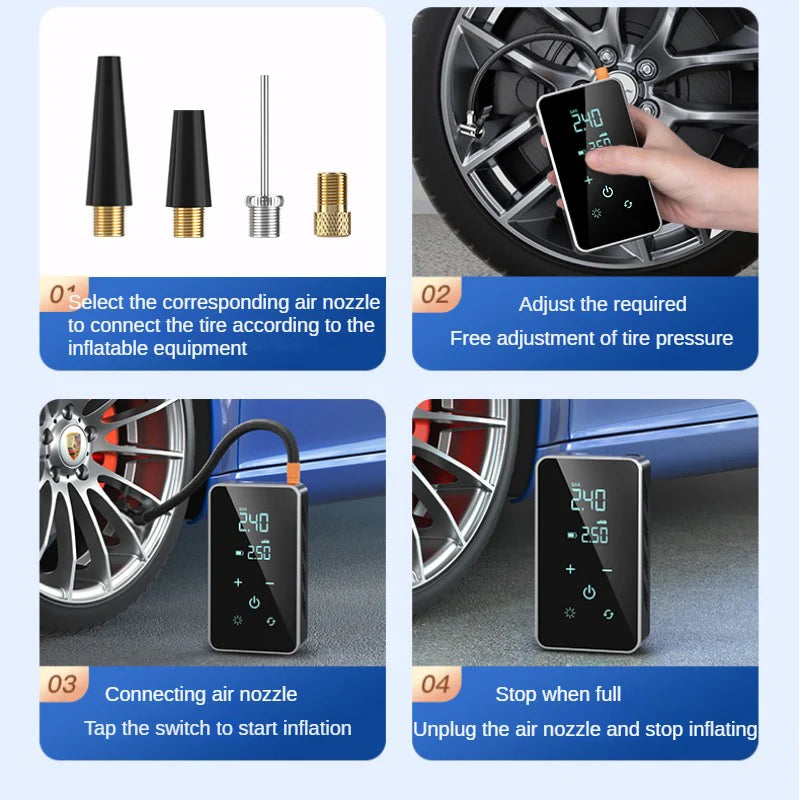 Wireless 150PSI Touchscreen Portable Tire Inflator by HitMyNeed