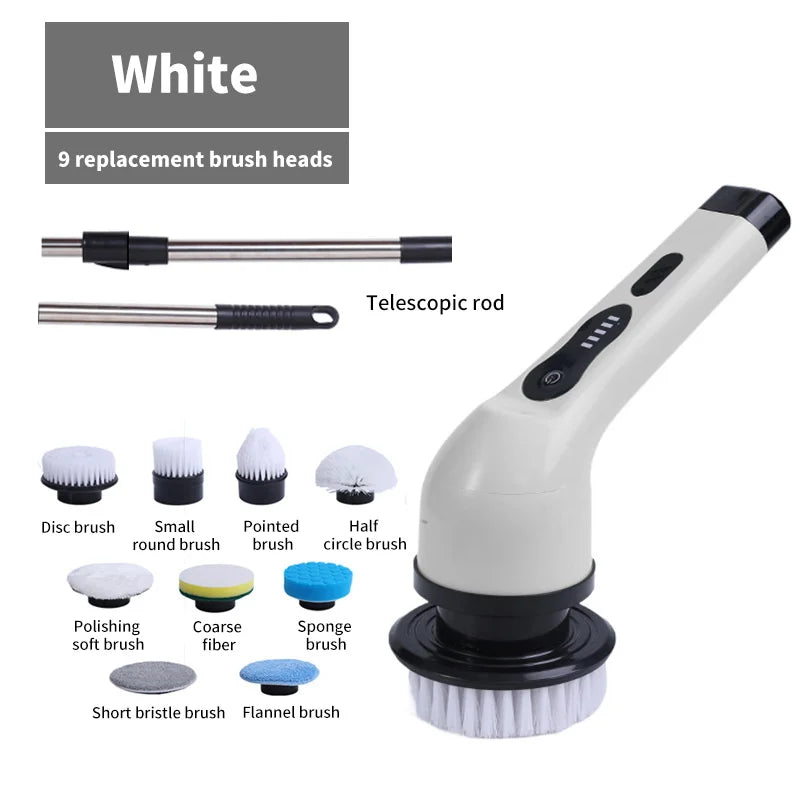 Wireless 9-in-1 Electric Spin Cleaning Brush white-9-heads by HitMyNeed