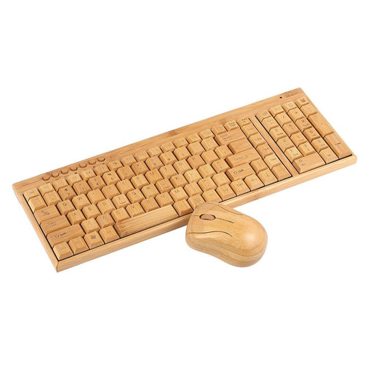 Wireless Bamboo Keyboard and Mouse Set by HitMyNeed