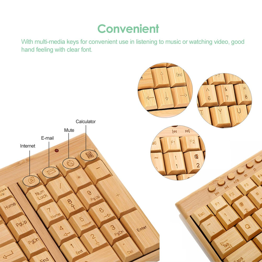 Wireless Bamboo Keyboard and Mouse Set by HitMyNeed