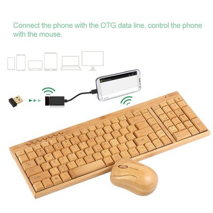 Wireless Bamboo Keyboard and Mouse Set by HitMyNeed