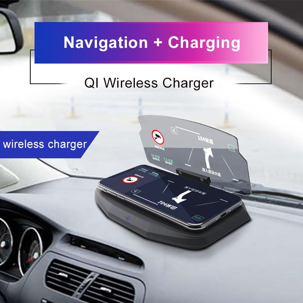 Wireless Car Charger Phone Dock with HUD Display by HitMyNeed