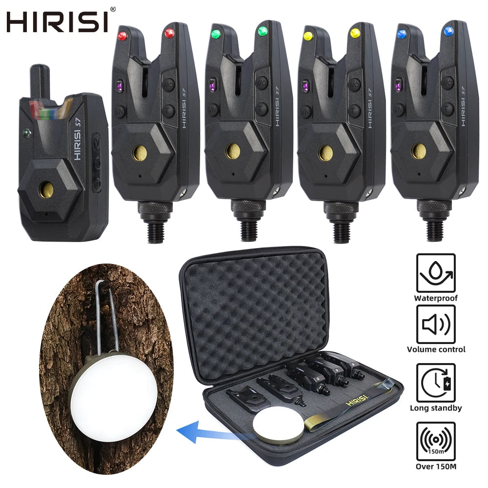 Wireless Carp Fishing Alarm Set with Camping Light S7-4D by HitMyNeed